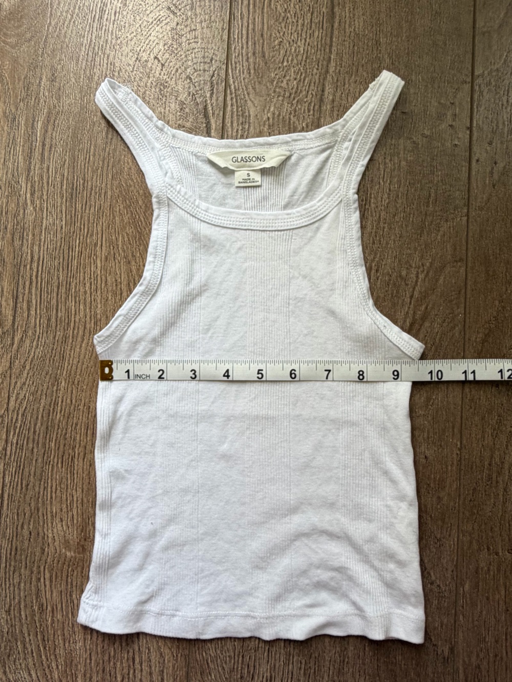 Glassons White Ribbed Cropped Racer Tank 💌 - Picture 5 of 5